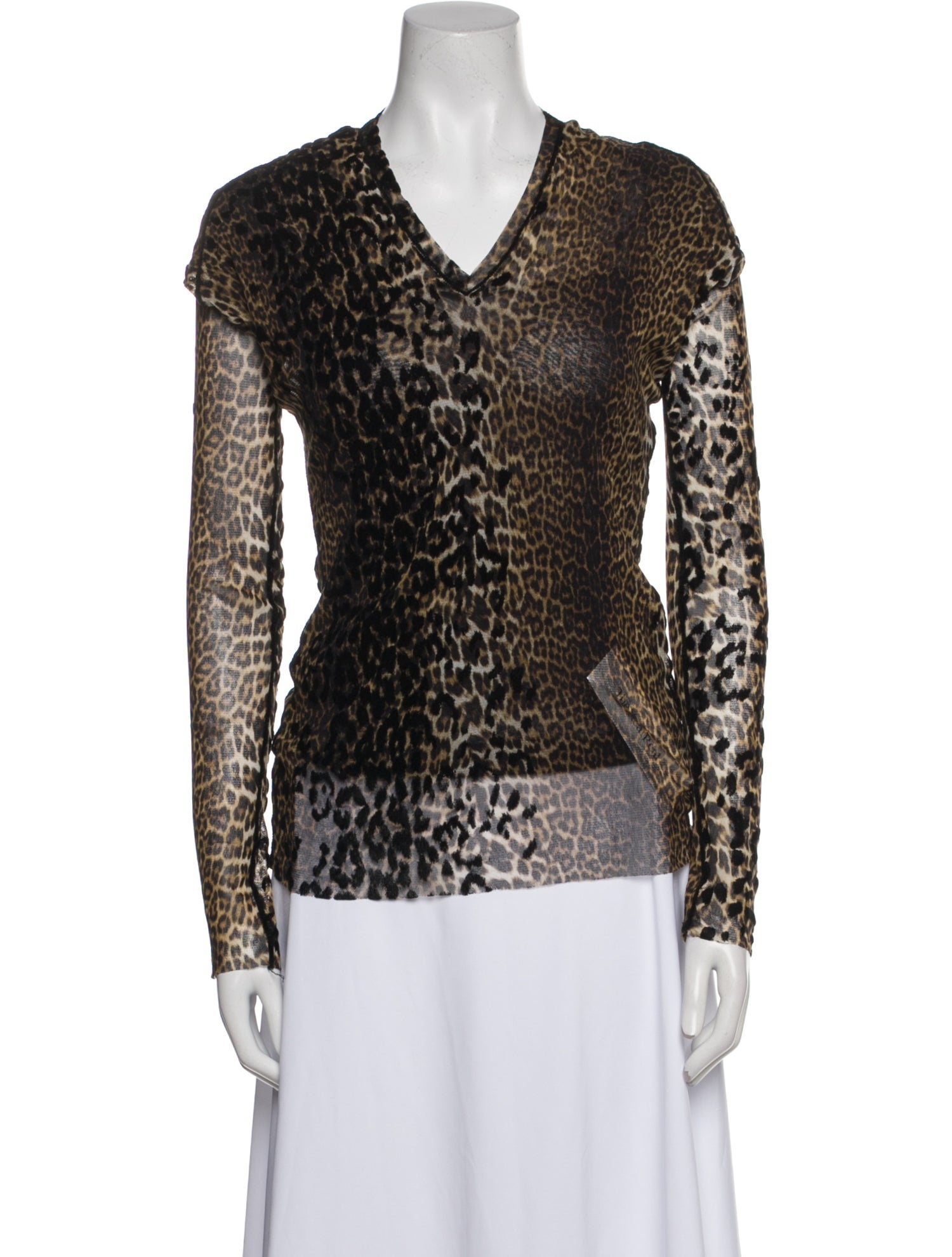 Jean Paul Gaultier Soleil Animal Print V-Neck Top