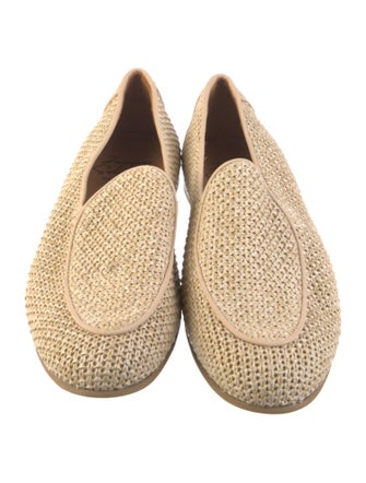 Jacques Soloviere Straw Embroidered Accent Loafers