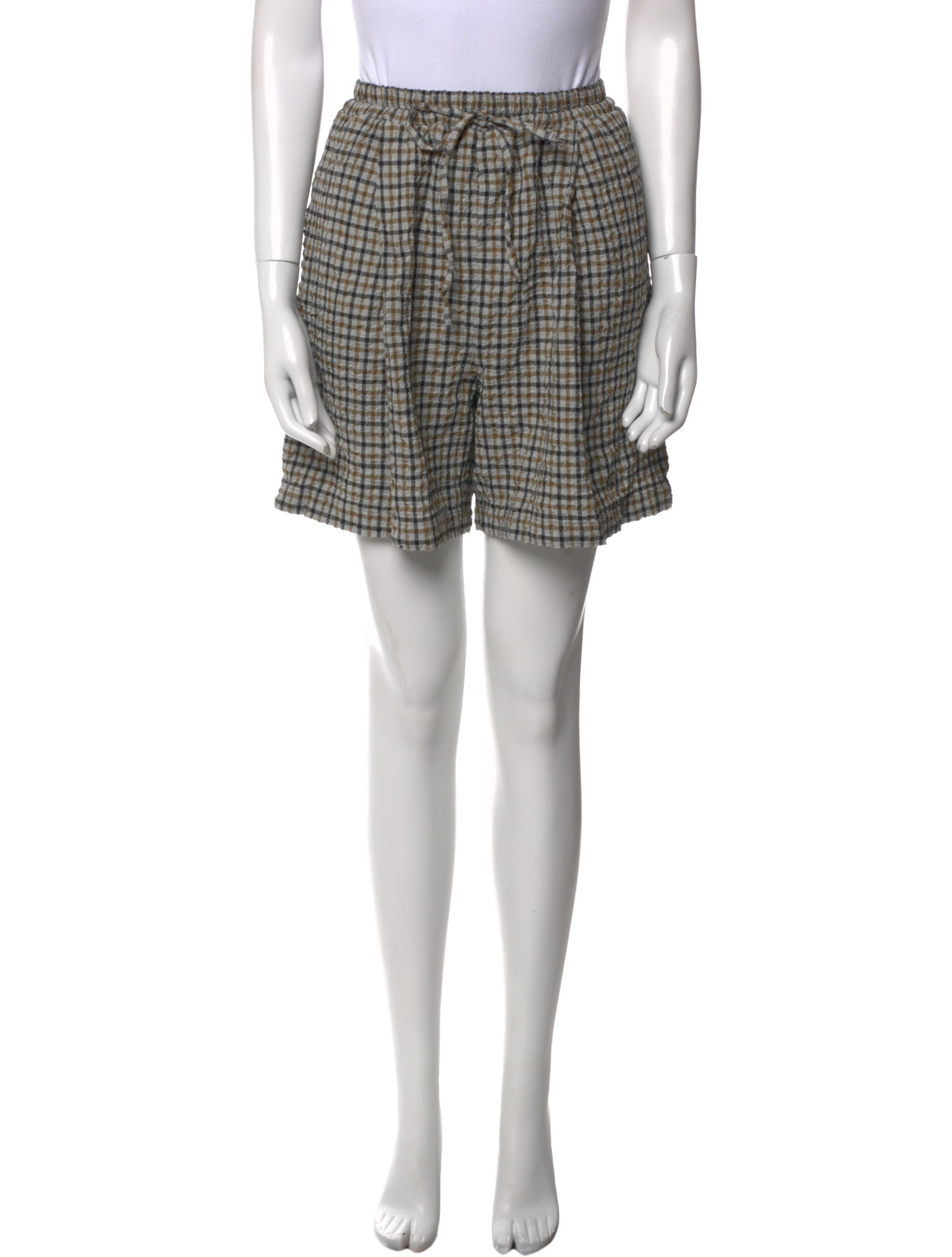 Jeana Sohn Plaid Print Mini Shorts