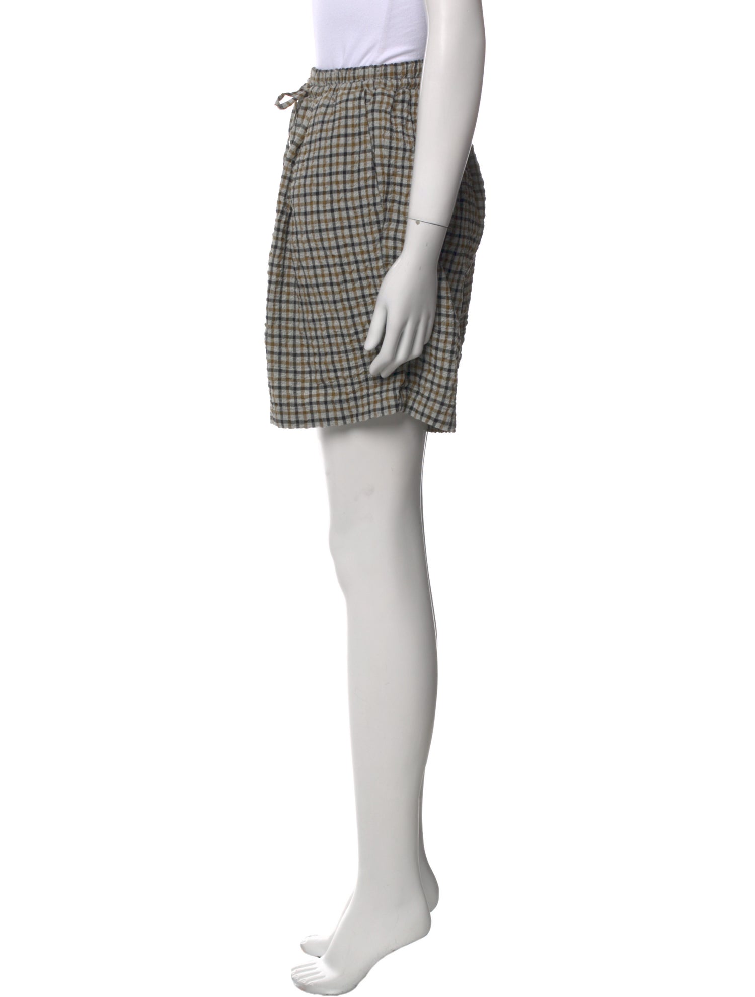 Jeana Sohn Plaid Print Mini Shorts