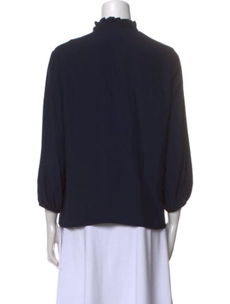 Jeana Sohn Mock Neck Long Sleeve Button-Up Top