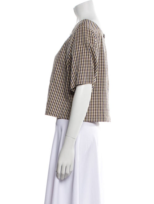 Jeana Sohn Linen Plaid Print Crop Top