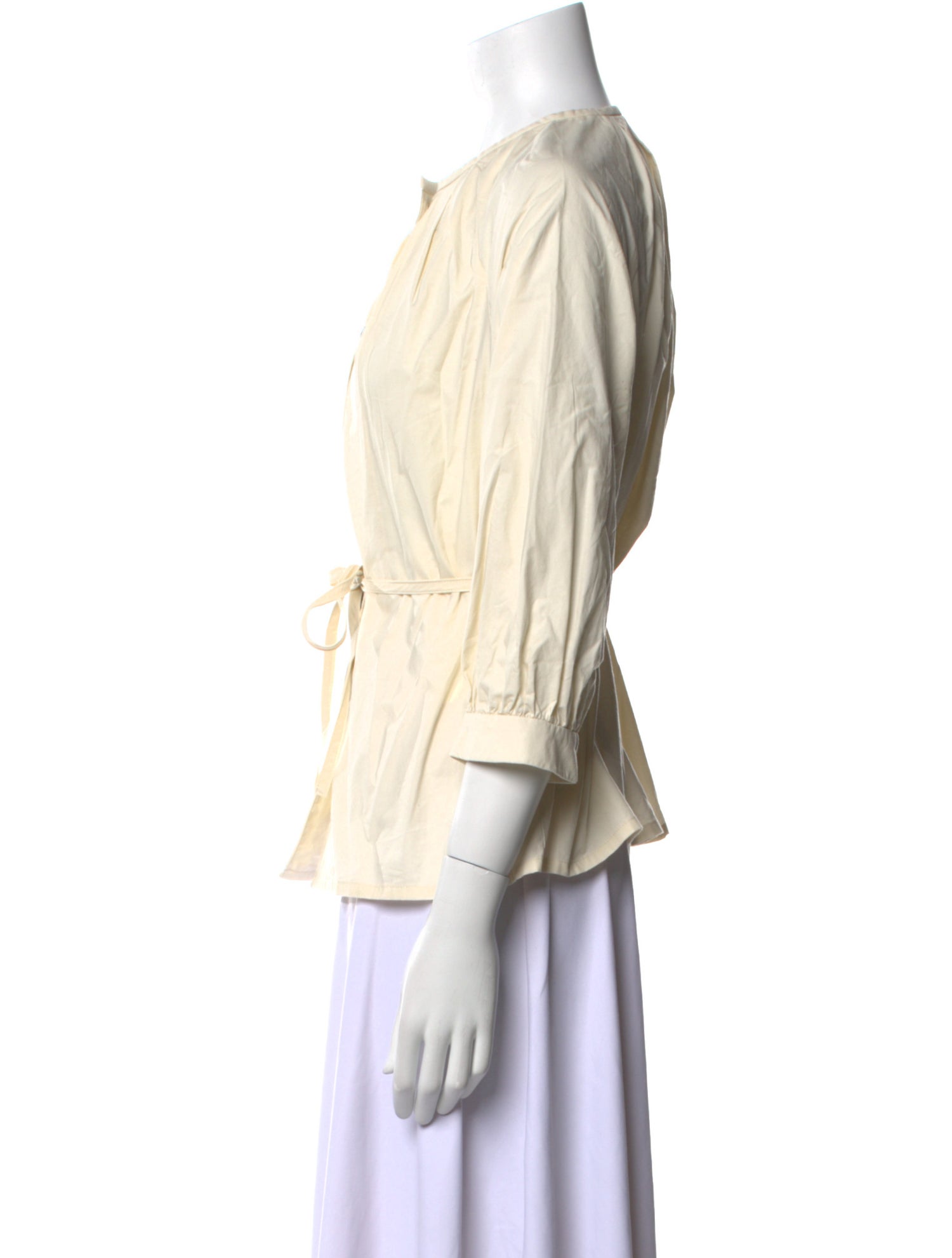 Jeana Sohn Crew Neck Three-Quarter Sleeve Button-Up Top