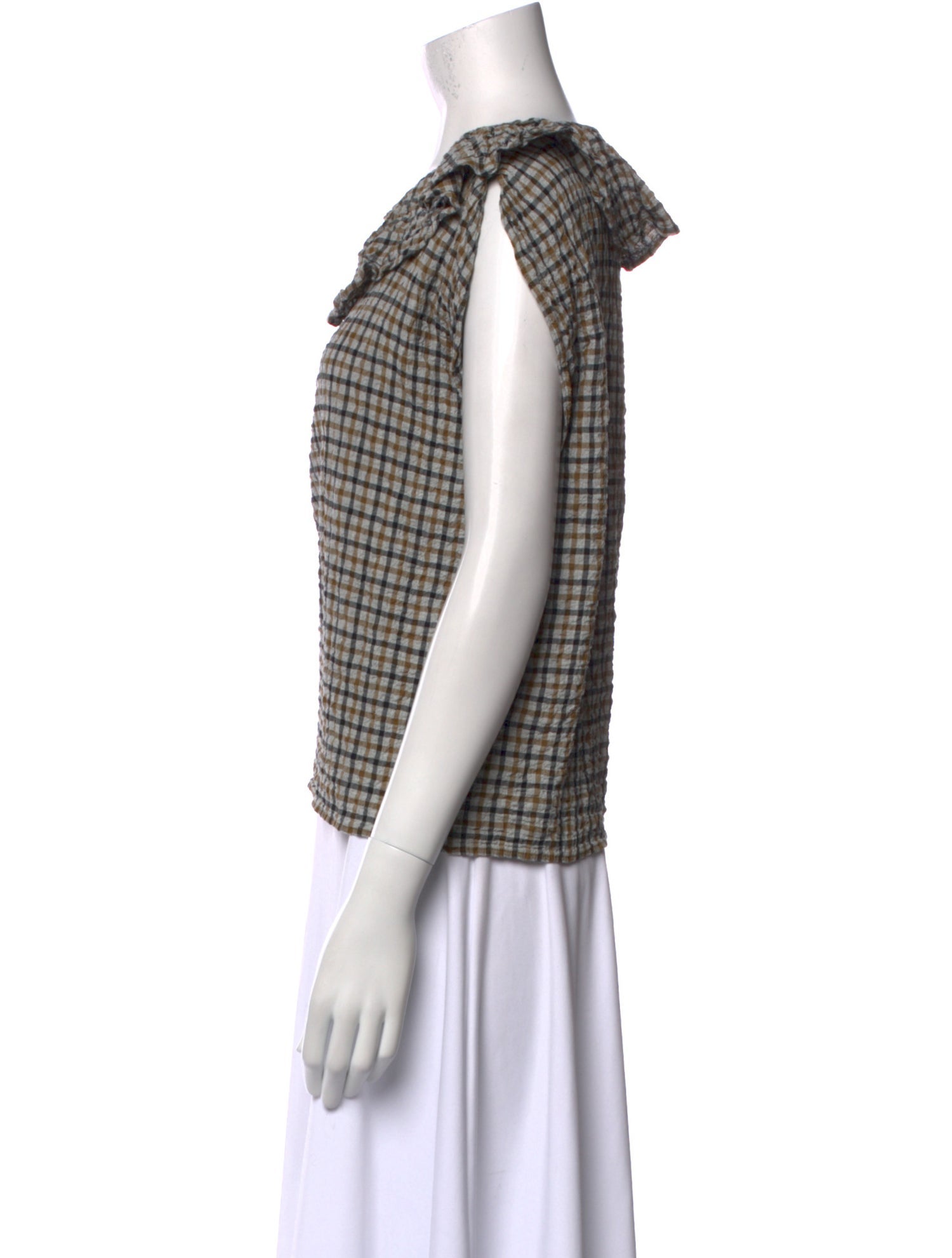 Jeana Sohn Plaid Print Scoop Neck Top