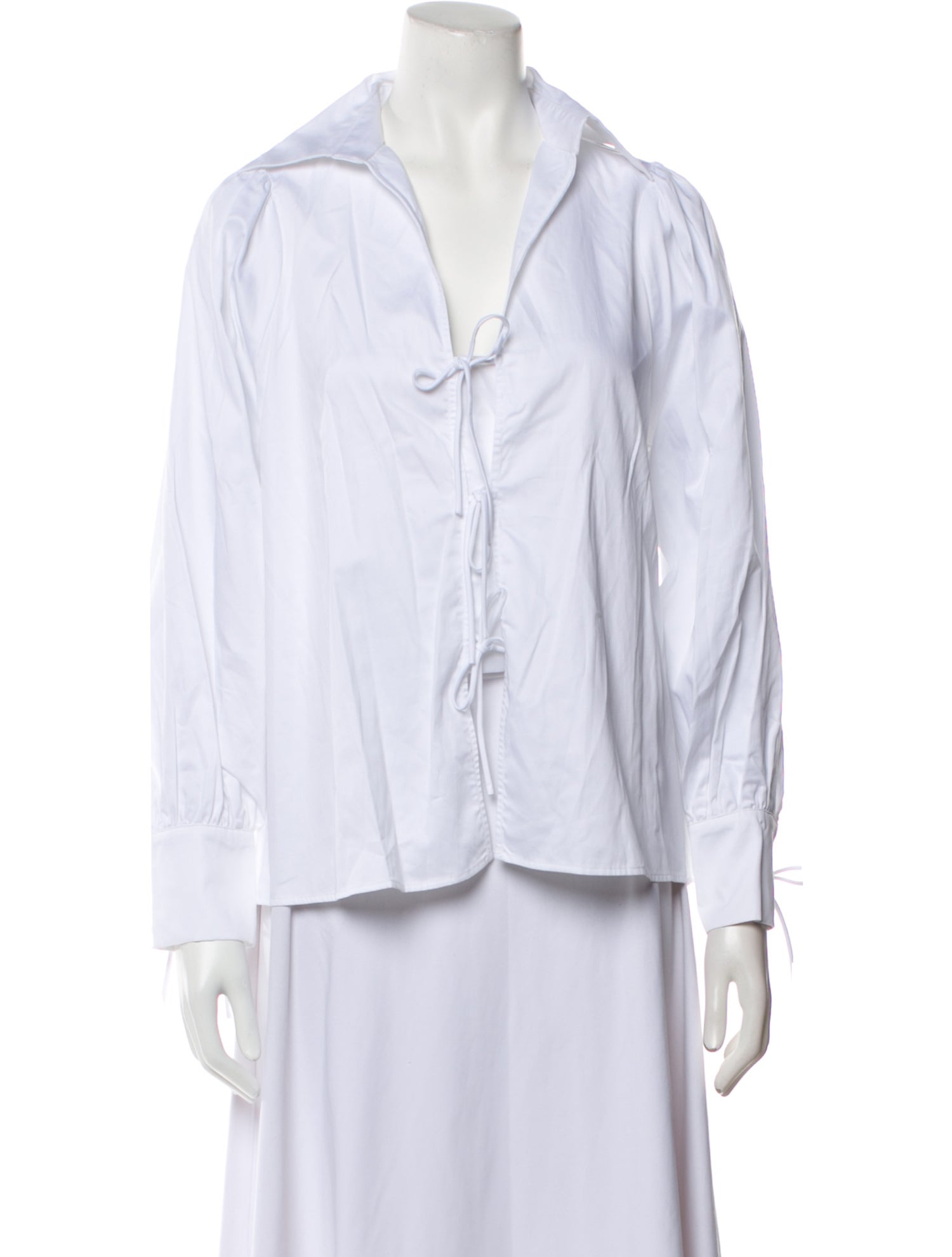 Javier Simorra V-Neck Long Sleeve Button-Up Top