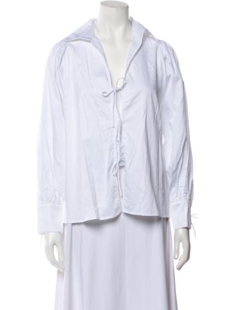Javier Simorra V-Neck Long Sleeve Button-Up Top