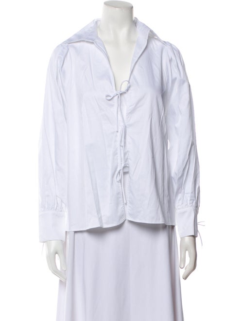 Javier Simorra V-Neck Long Sleeve Button-Up Top