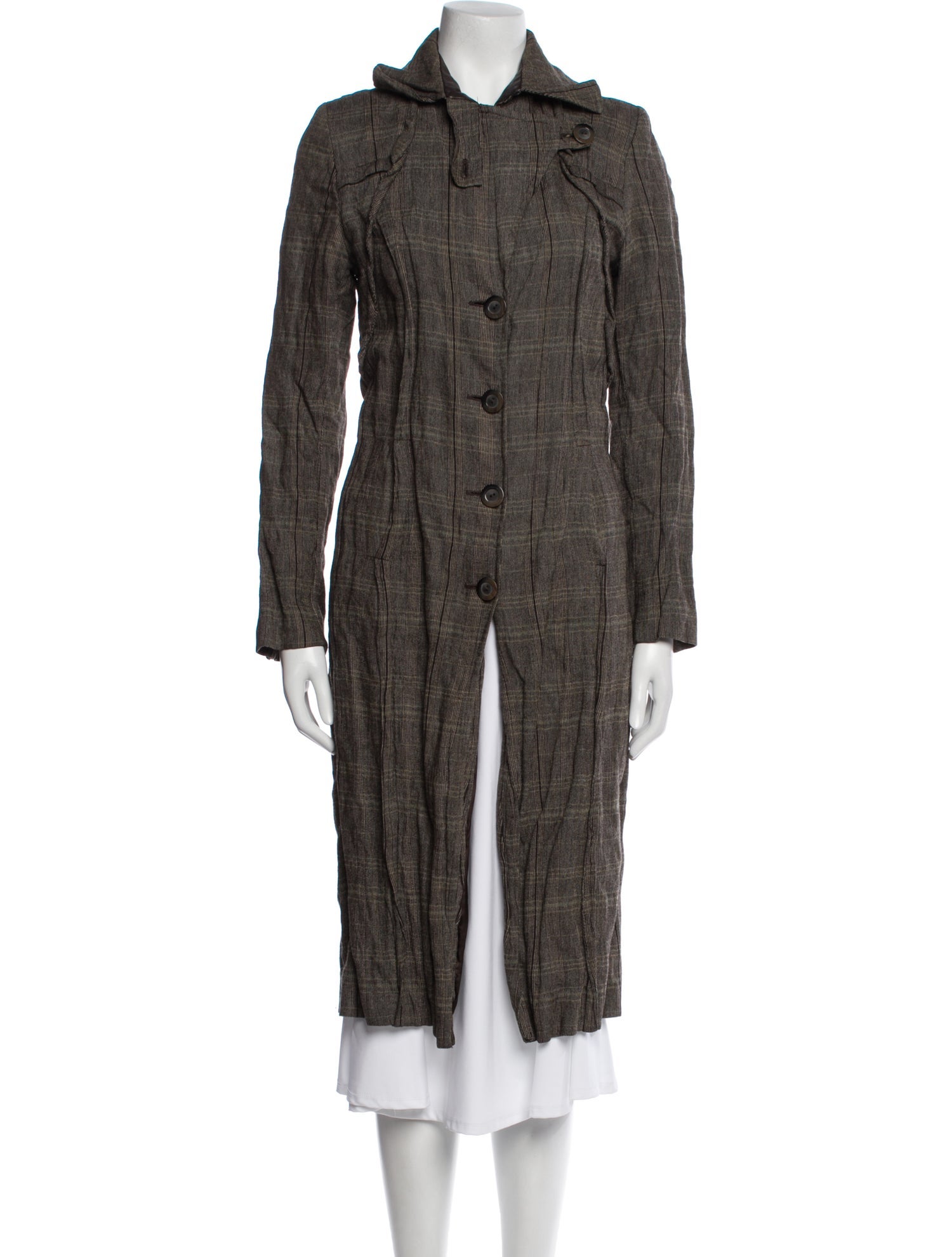 Javier Simorra Plaid Print Trench Coat