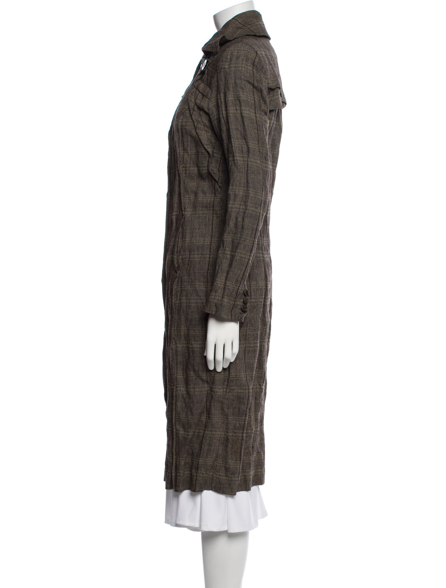 Javier Simorra Plaid Print Trench Coat