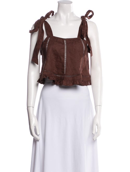 Joslin Linen Square Neckline Crop Top