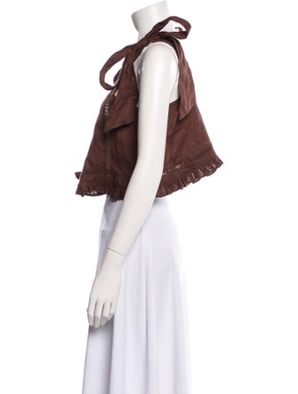 Joslin Linen Square Neckline Crop Top