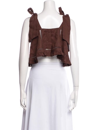 Joslin Linen Square Neckline Crop Top