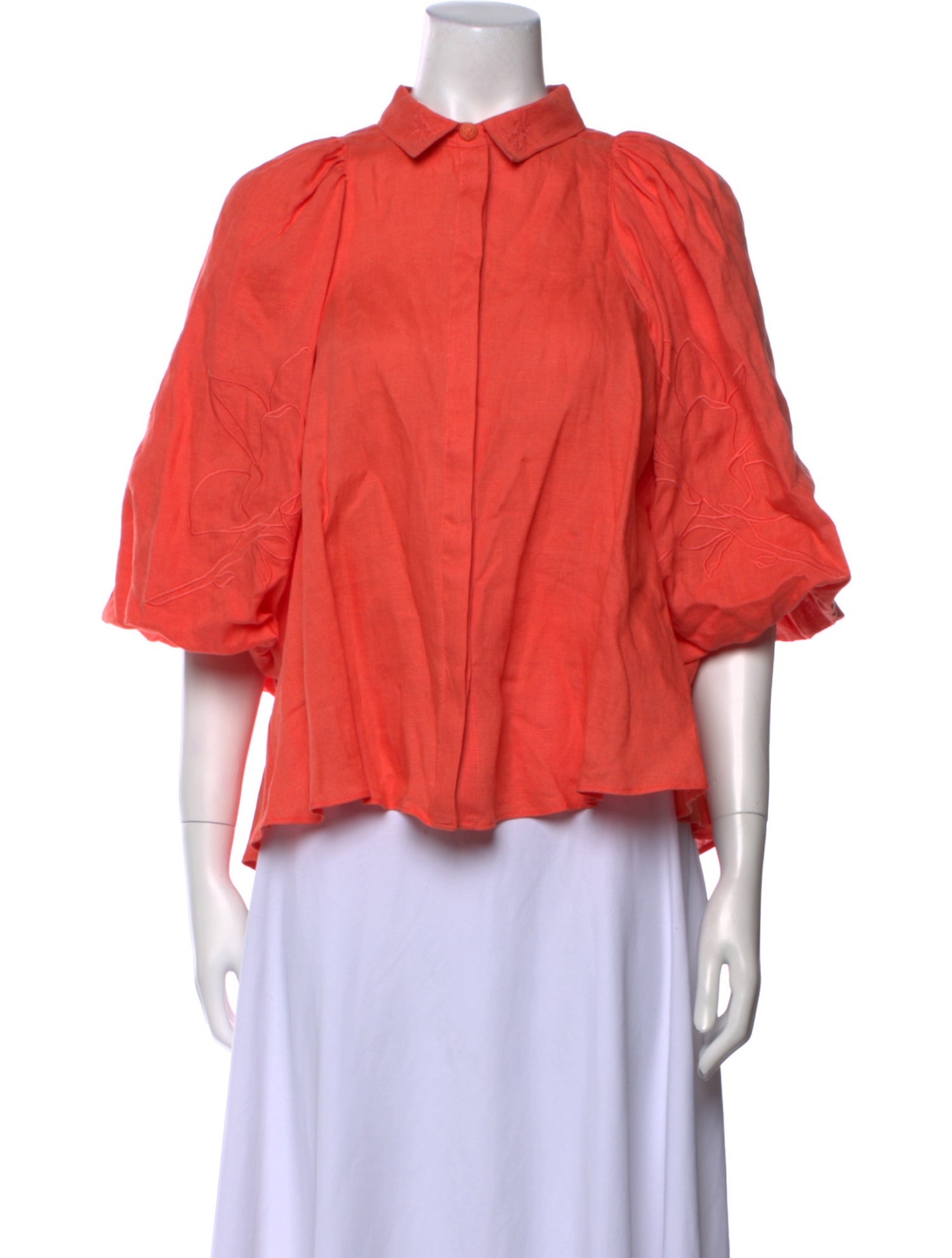 Joslin Linen Mock Neck Button-Up Top