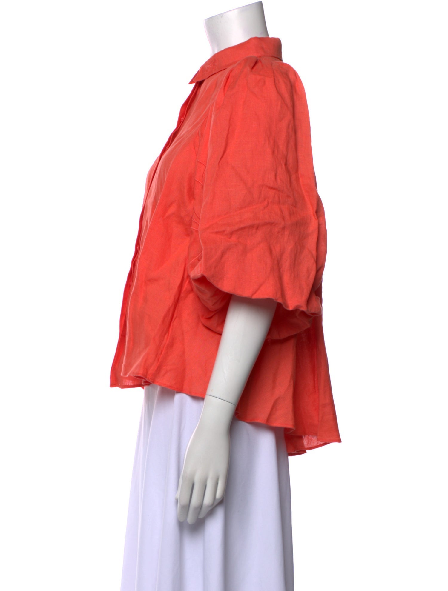 Joslin Linen Mock Neck Button-Up Top