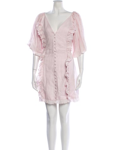Pre-owned Joslin Linen Mini Dress In Pink