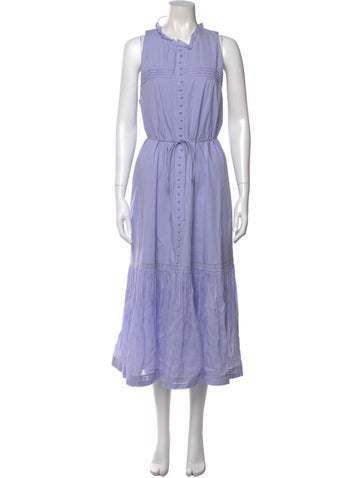 Pre-owned Joslin Mock Neck Long Dress In Purple