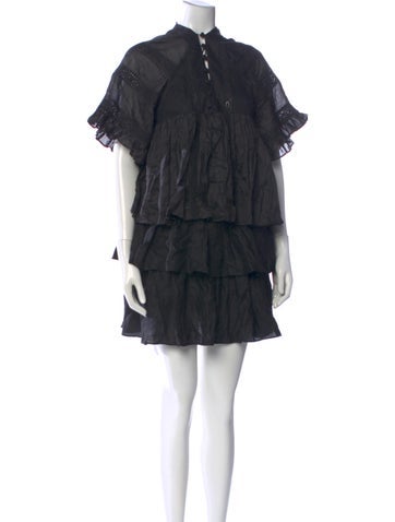 Pre-owned Joslin Linen Mini Dress In Black