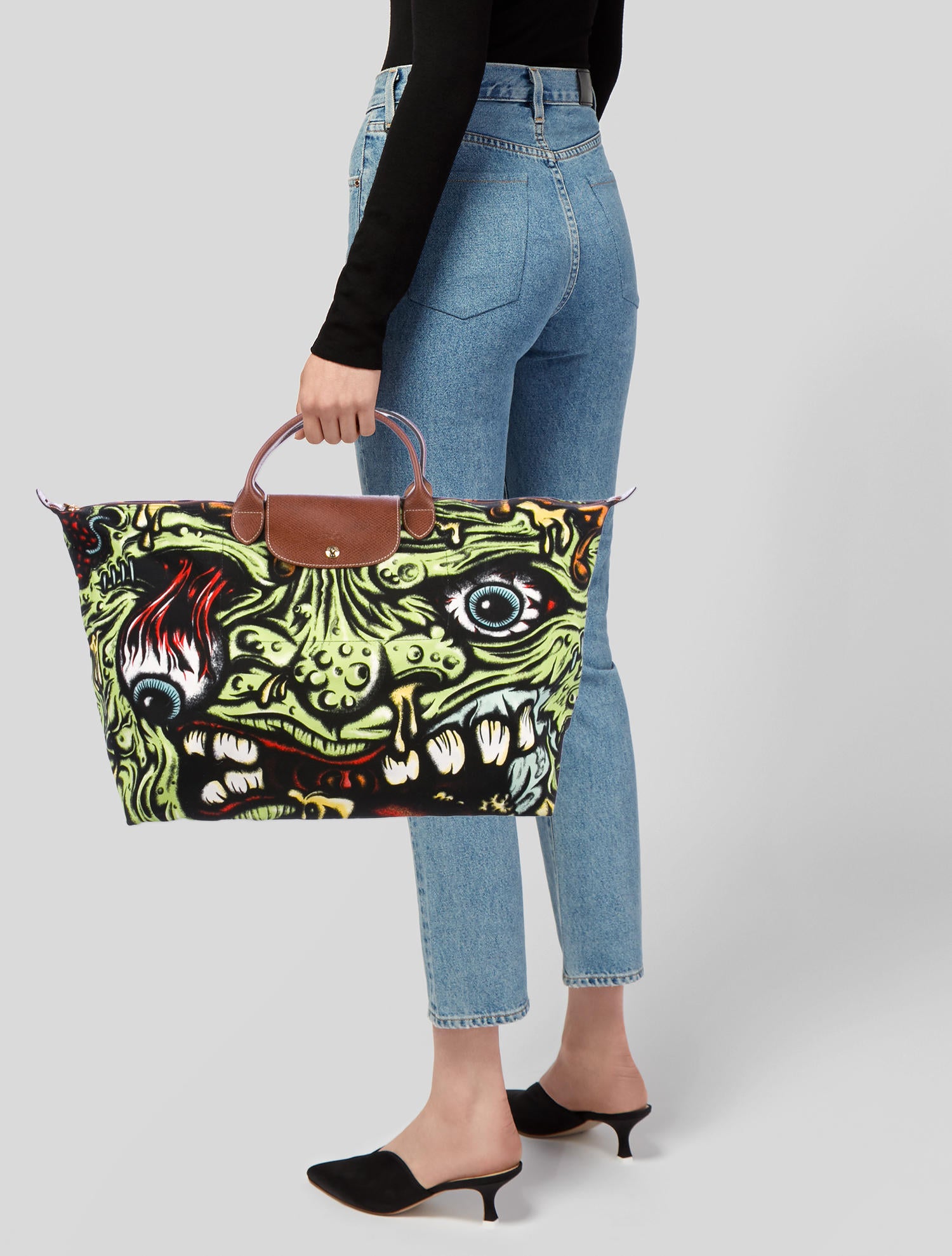 Jeremy Scott x Longchamp Le Pliage Madballs Tote - Green Totes