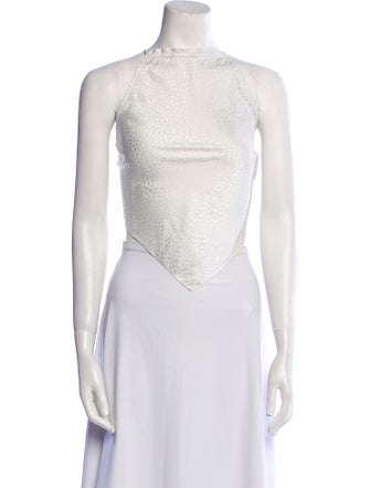 Jonathan Simkhai Night Night Mock Neck Sleeveless Crop Top