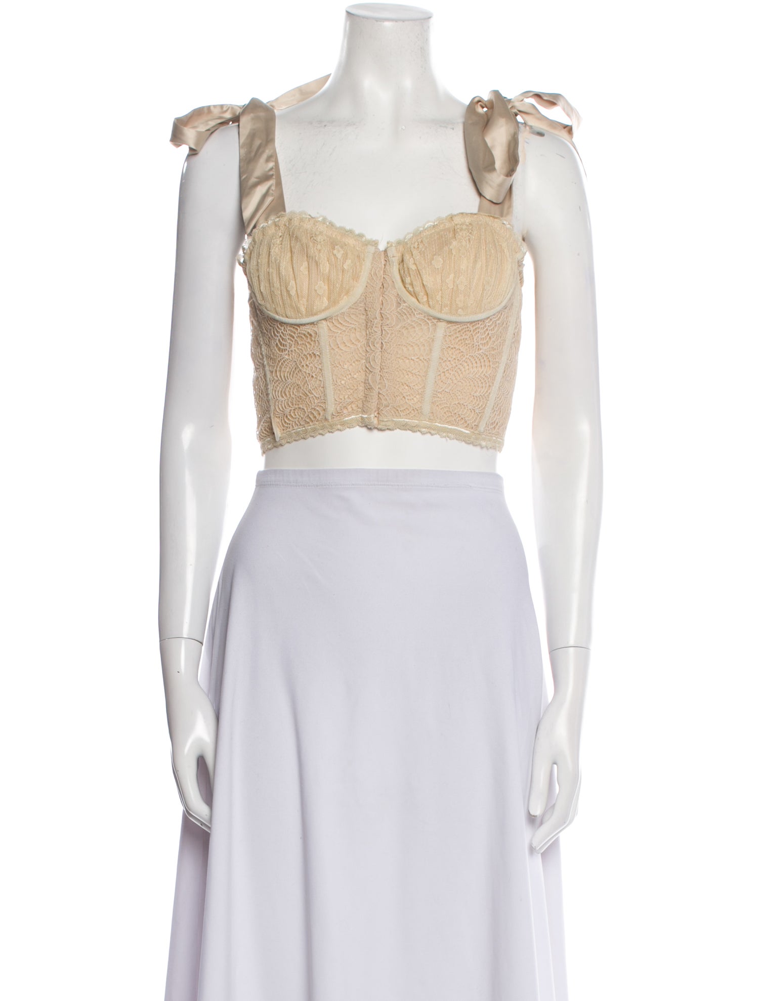 Jonathan Simkhai Night Night Nylon Lace Pattern Crop Top