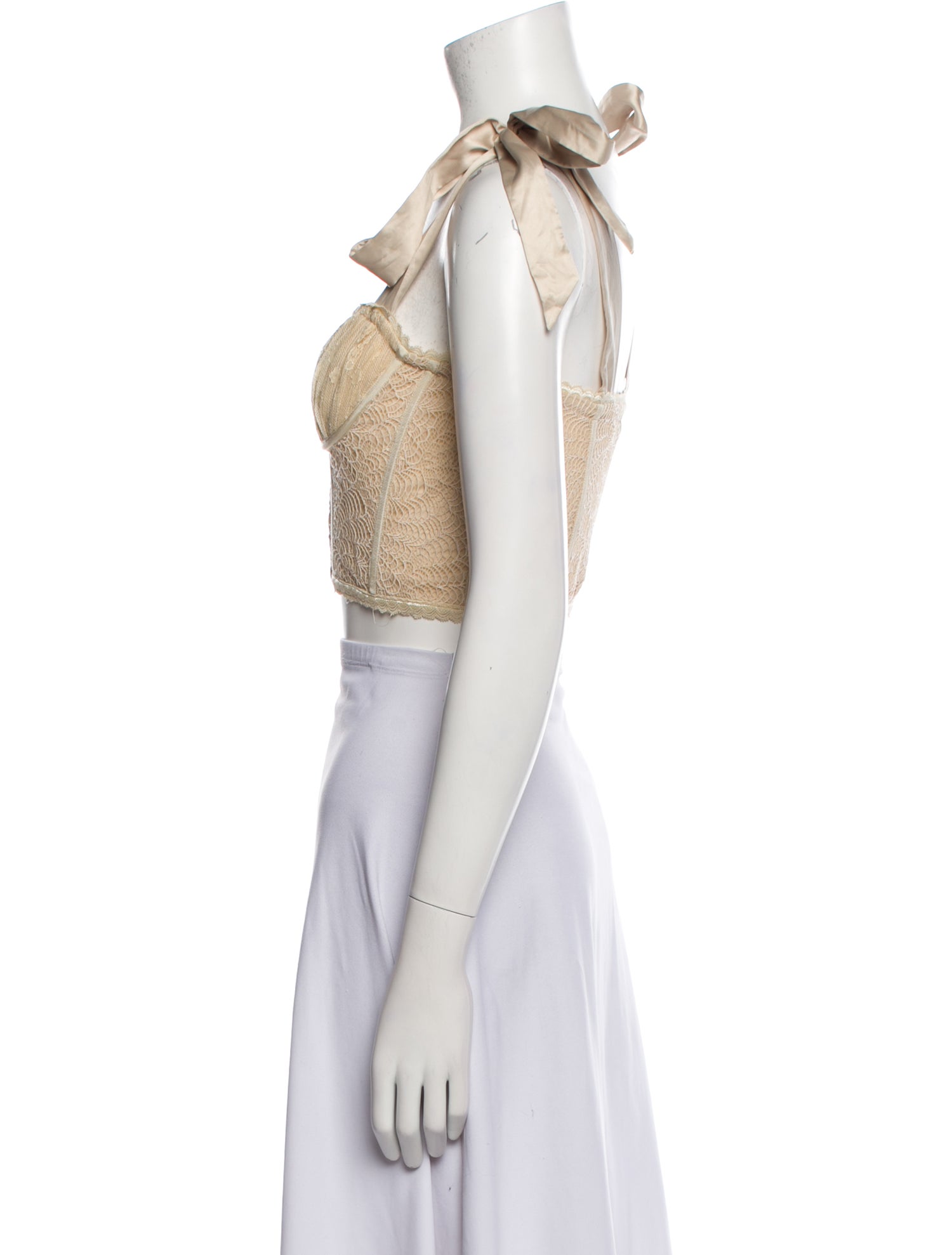 Jonathan Simkhai Night Night Nylon Lace Pattern Crop Top