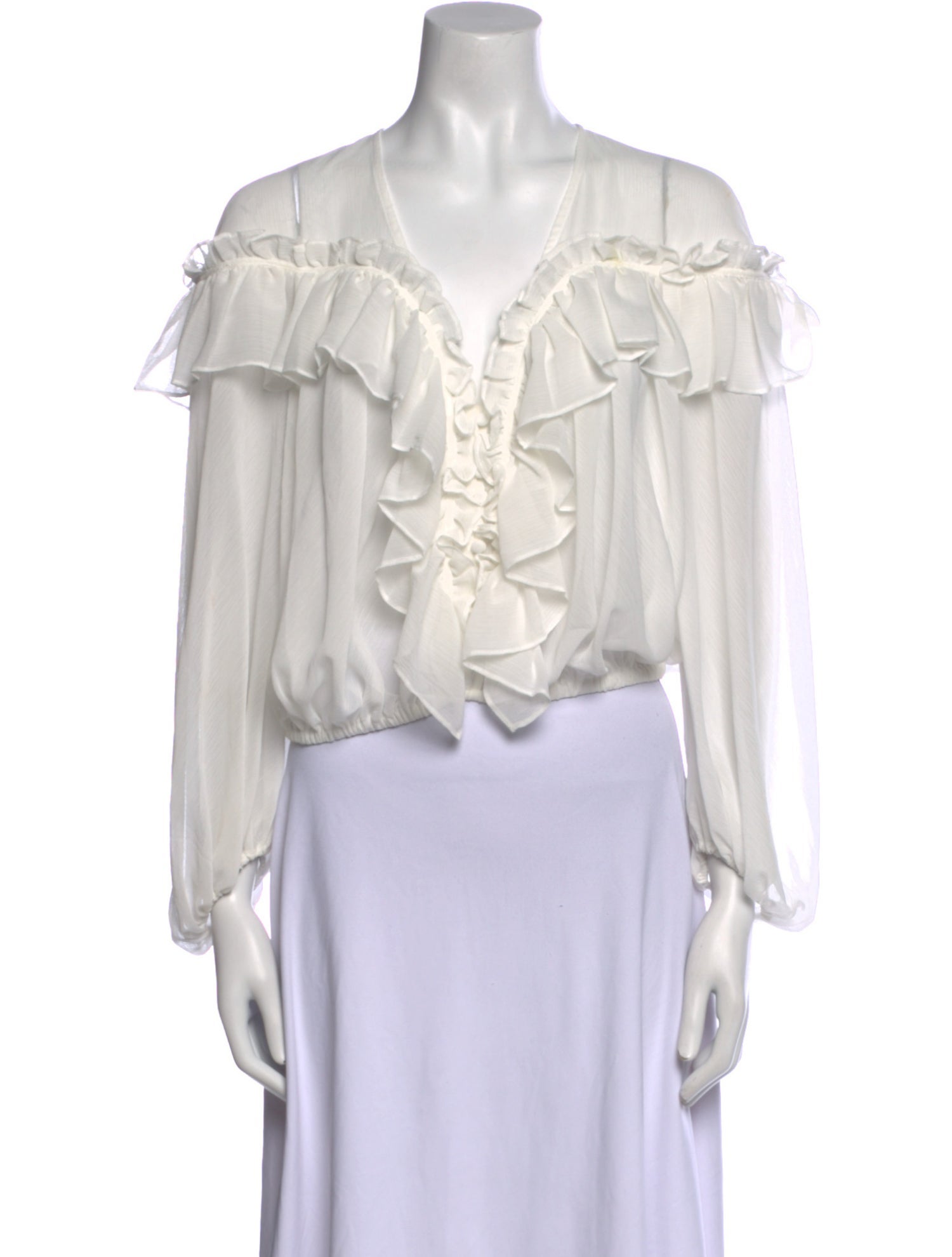 Jonathan Simkhai Night Night Off-The-Shoulder Long Sleeve Crop Top