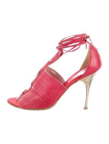 Just Cavalli Leather Lace-Up Sandals