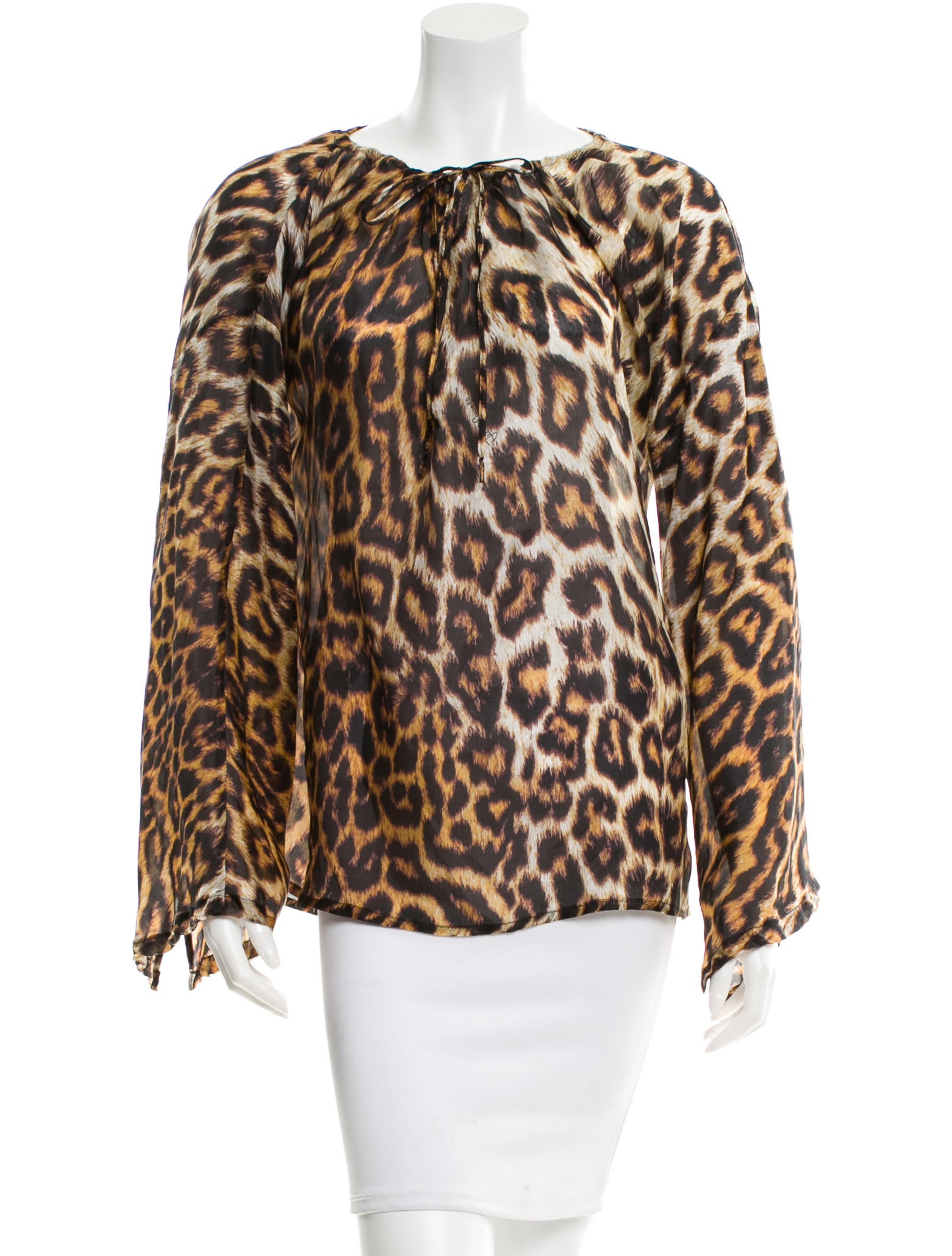 Just Cavalli Silk Leopard Print Blouse