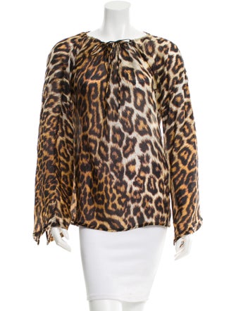 Just Cavalli Silk Leopard Print Blouse