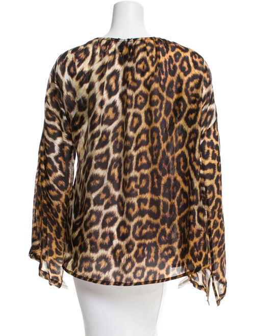 Just Cavalli Silk Leopard Print Blouse