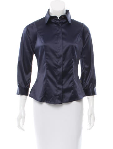 Just Cavalli Satin Button-Up Blouse