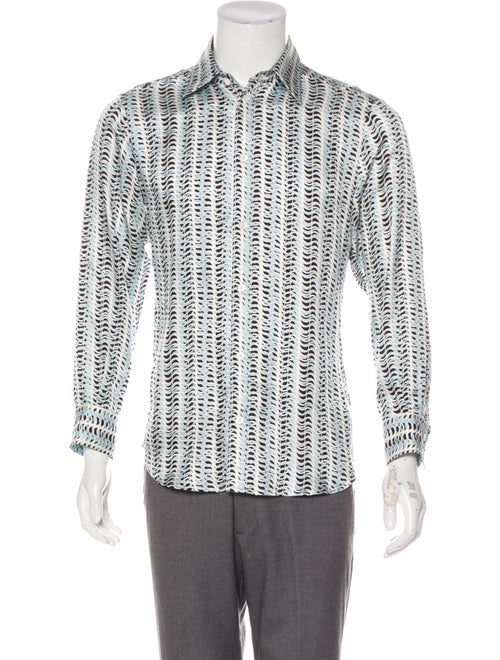 Just Cavalli Silk Geometric Dress Shirt white