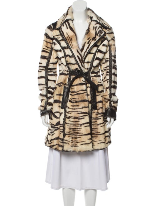 Just Cavalli Leather Animal Print Coat