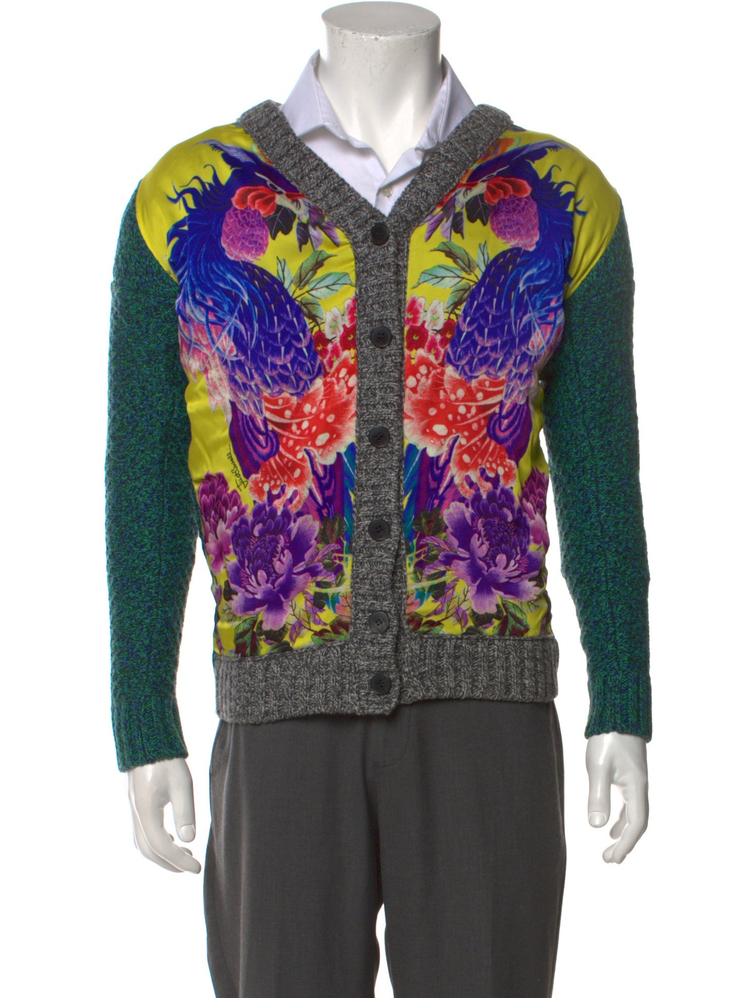 Just Cavalli Printed V-Neck Cardigan - Yellow Sweaters, Clothing - WJU61013  | The RealReal