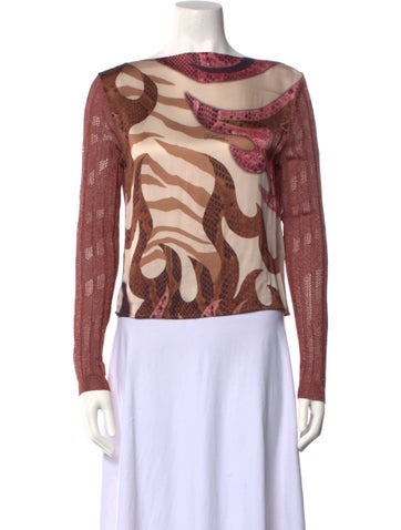 Just Cavalli Tops Printed Bateau Neckline Top S