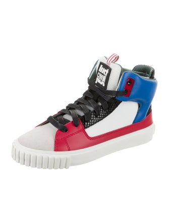 Just Cavalli Leather Colorblock Pattern Sneakers