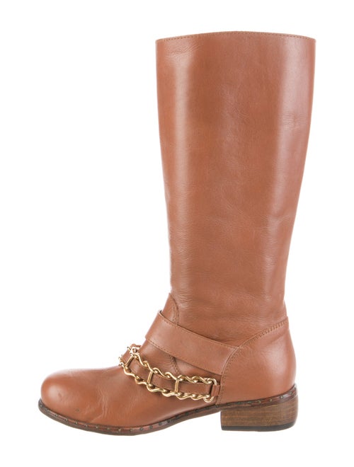 Just Cavalli Leather Chain-Link Accents Riding Boots
