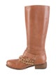 Just Cavalli Leather Chain-Link Accents Riding Boots