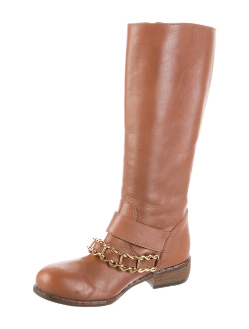 Just Cavalli Leather Chain-Link Accents Riding Boots