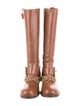 Just Cavalli Leather Chain-Link Accents Riding Boots