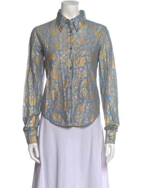 Just Cavalli Printed Long Sleeve Button-Up Top