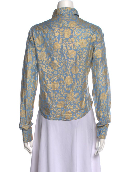 Just Cavalli Printed Long Sleeve Button-Up Top