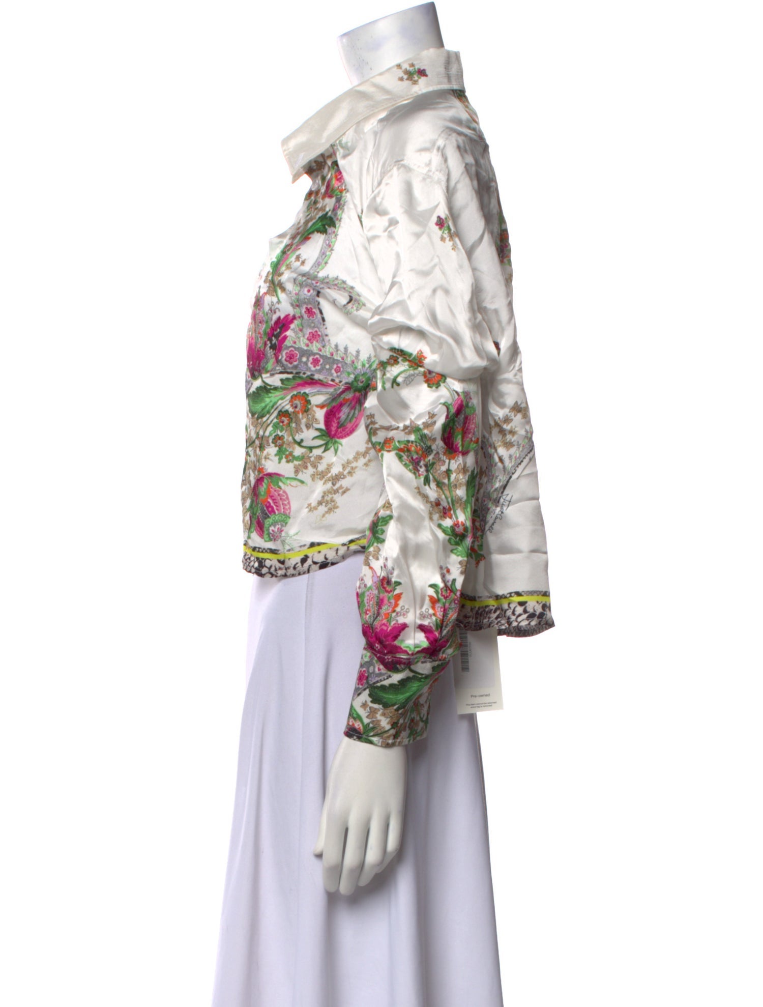 Just Cavalli Floral Print Long Sleeve Button-Up Top