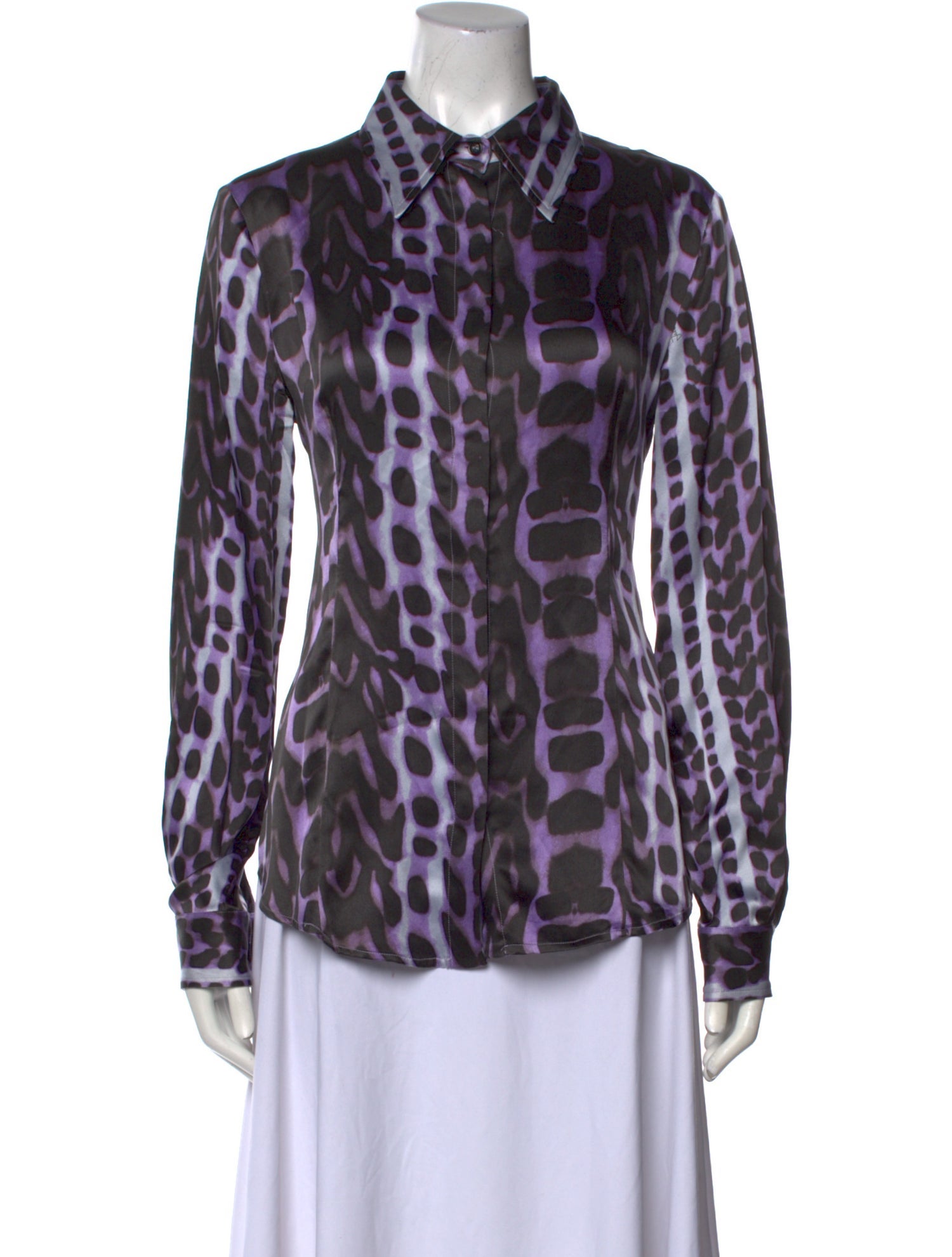 Just Cavalli Animal Print Long Sleeve Button-Up Top