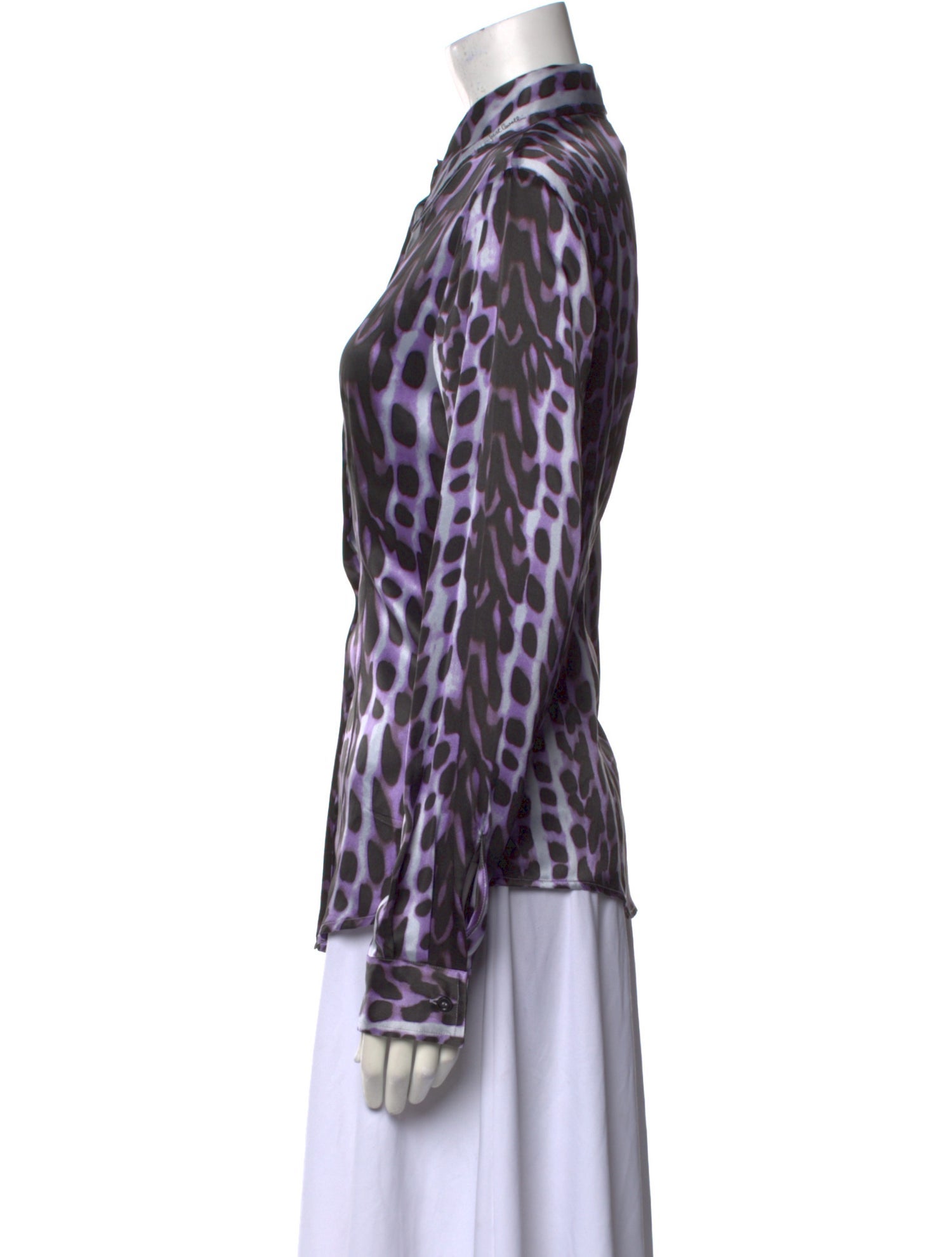 Just Cavalli Animal Print Long Sleeve Button-Up Top