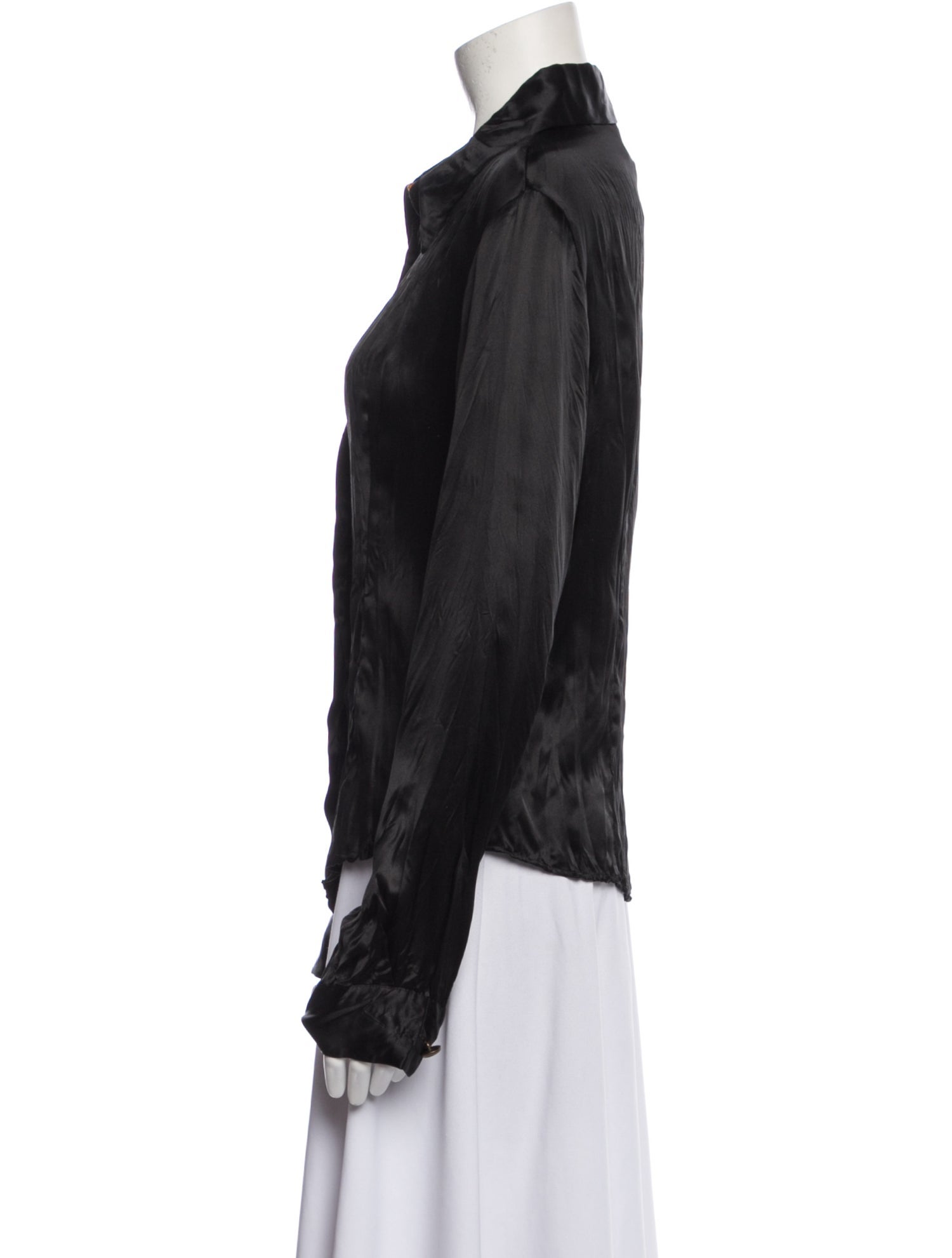 Just Cavalli Silk Long Sleeve Button-Up Top