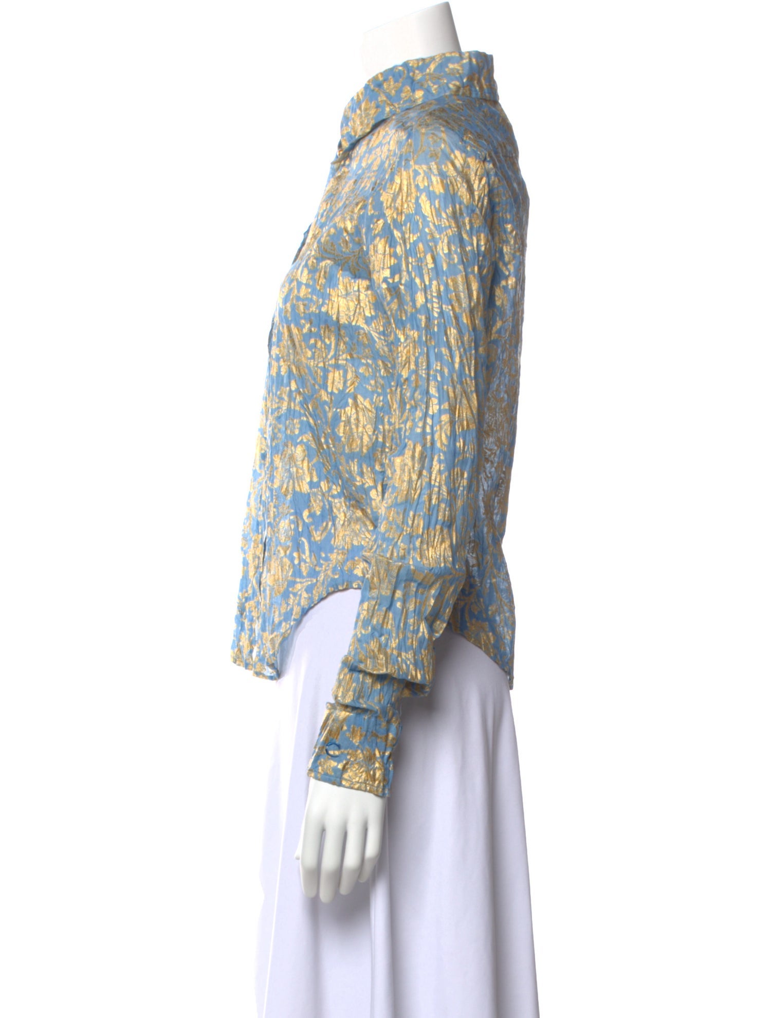 Just Cavalli Floral Print Long Sleeve Button-Up Top