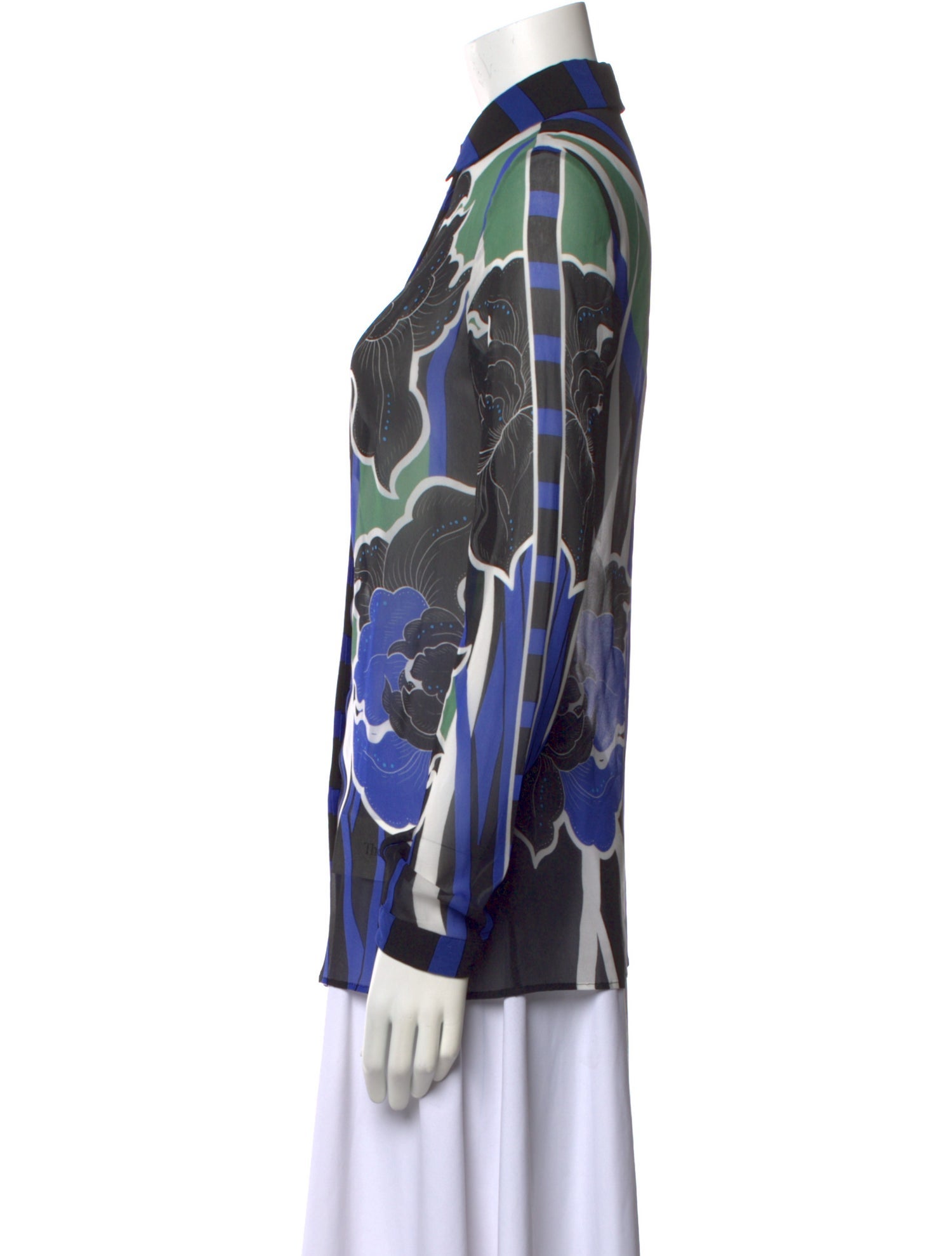 Just Cavalli Printed Long Sleeve Button-Up Top