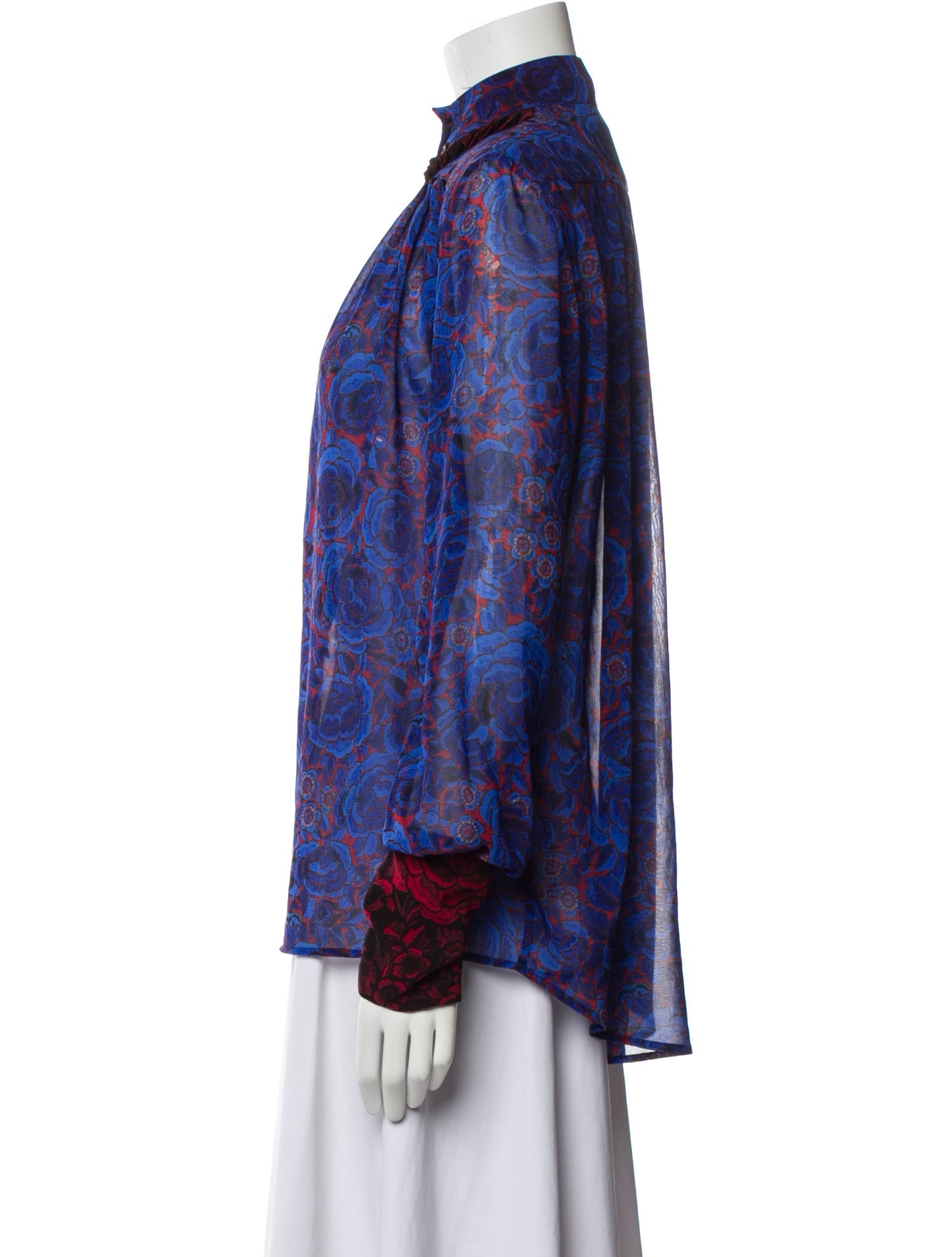 Just Cavalli Floral Print Mock Neck Blouse