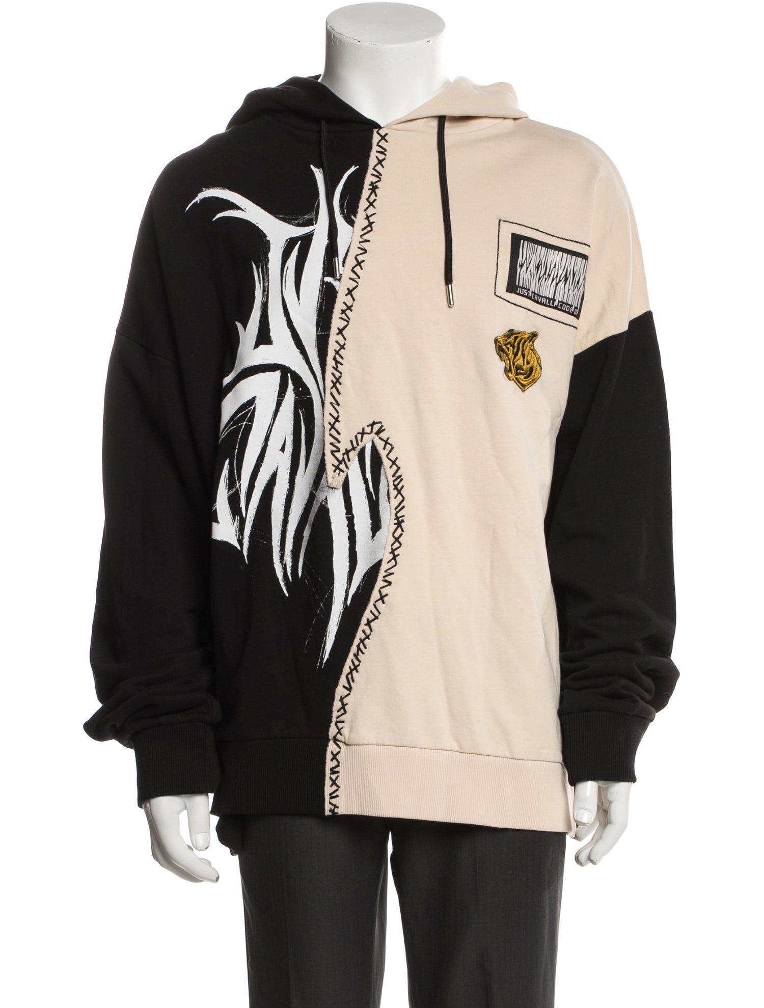 Just Cavalli Graphic Print Crew Neck Hoodie